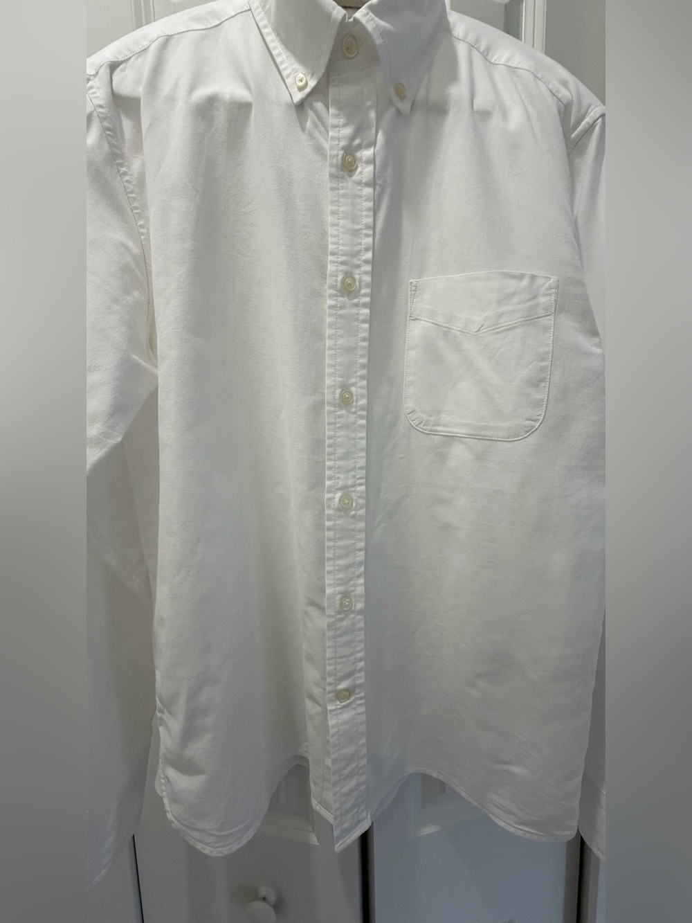 Banana Republic Mens White Organic Cotton Untucked Standard Fit Oxford Shirt S